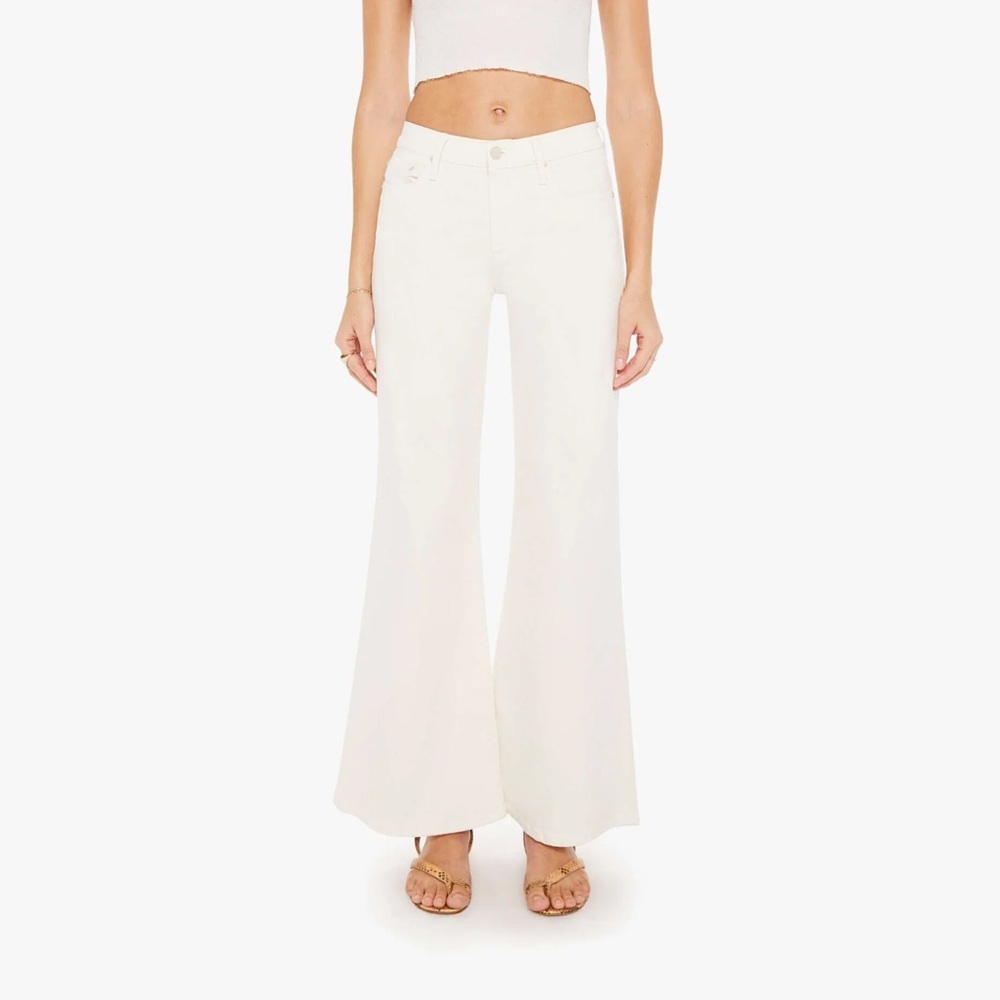 Mother the twister skimp flare jeans in cream puffs 27